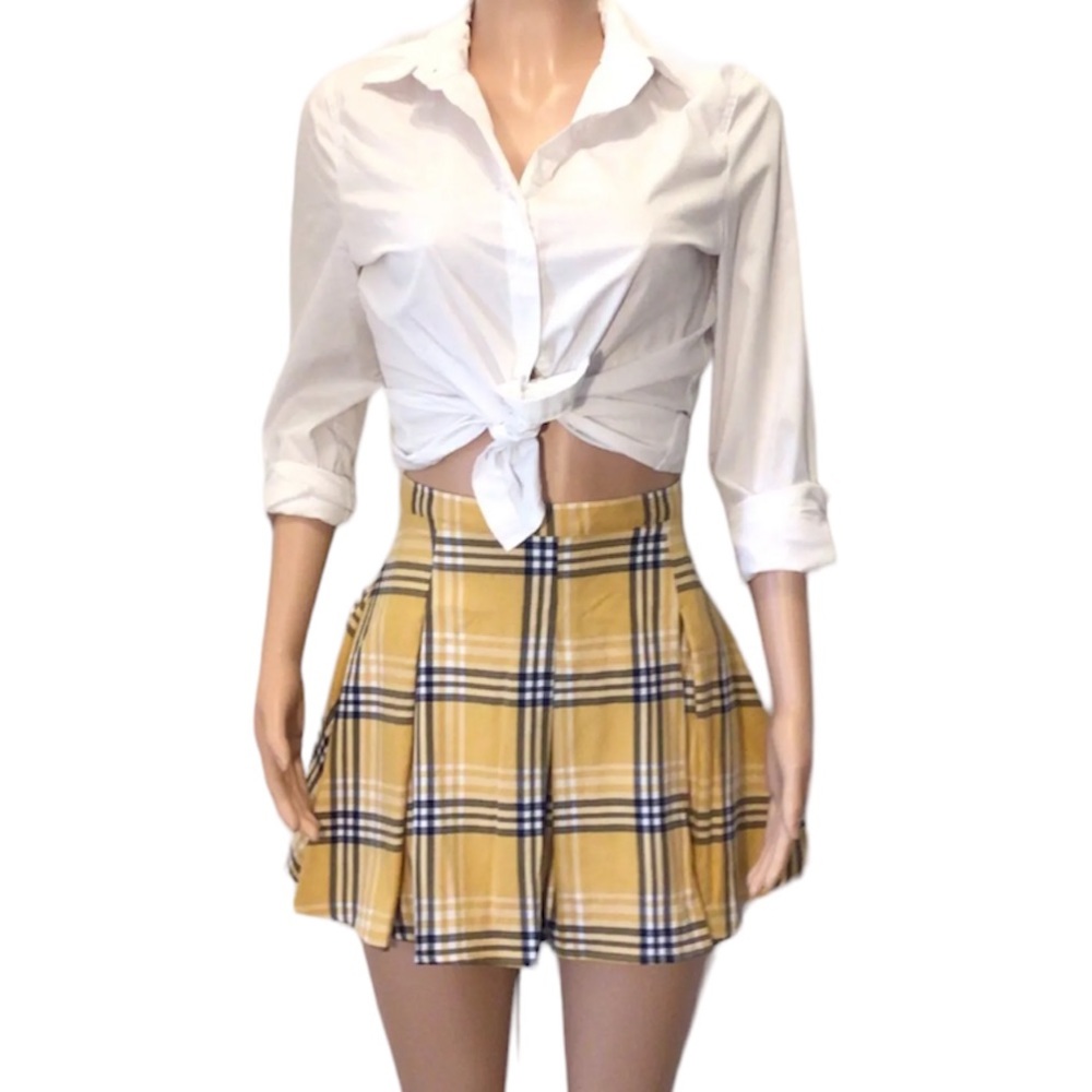 NWT So Good for Life Plaid pleated Yellow Skirt, Size 15